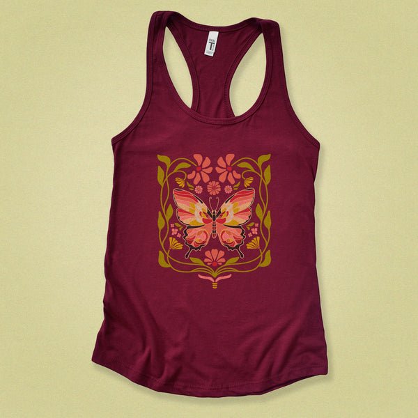 Jewel Flower Butterfly Tank Top