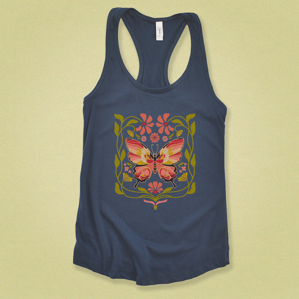 Jewel Flower Butterfly Tank Top