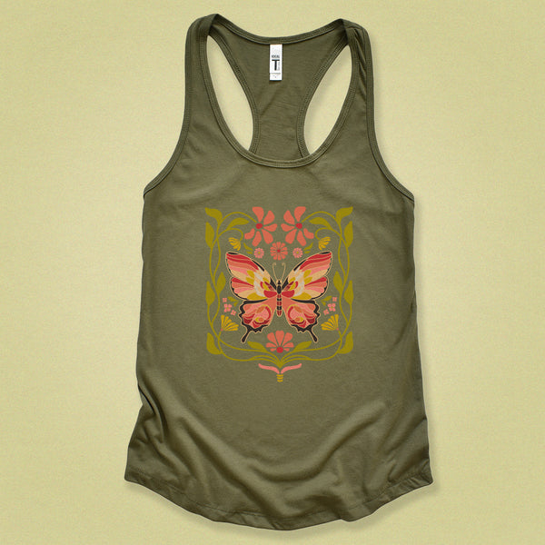 Jewel Flower Butterfly Tank Top