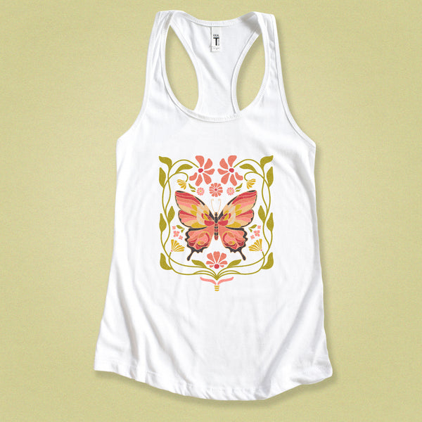 Jewel Flower Butterfly Tank Top