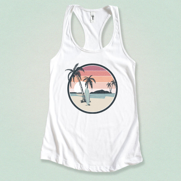 Tropical Beach Surfer Tank Top