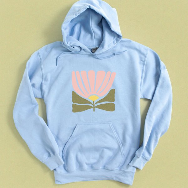 Modern Abstract Flower Hooded Sweatshirt