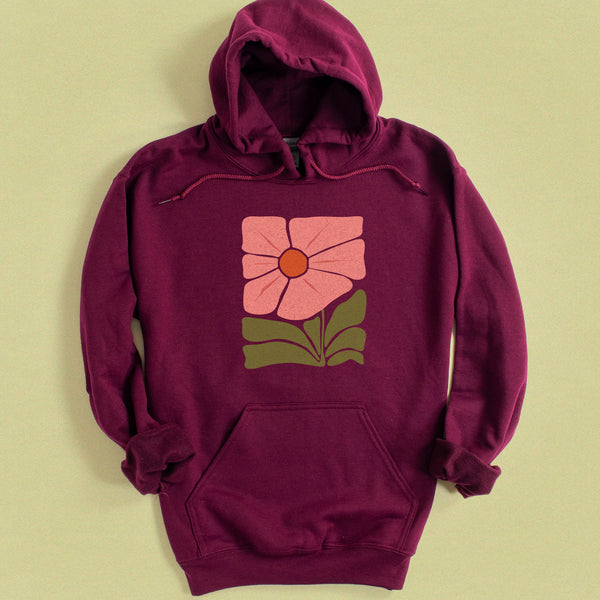 Modern Bold Flower Hooded Sweatshirt