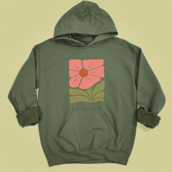 Modern Bold Flower Hooded Sweatshirt
