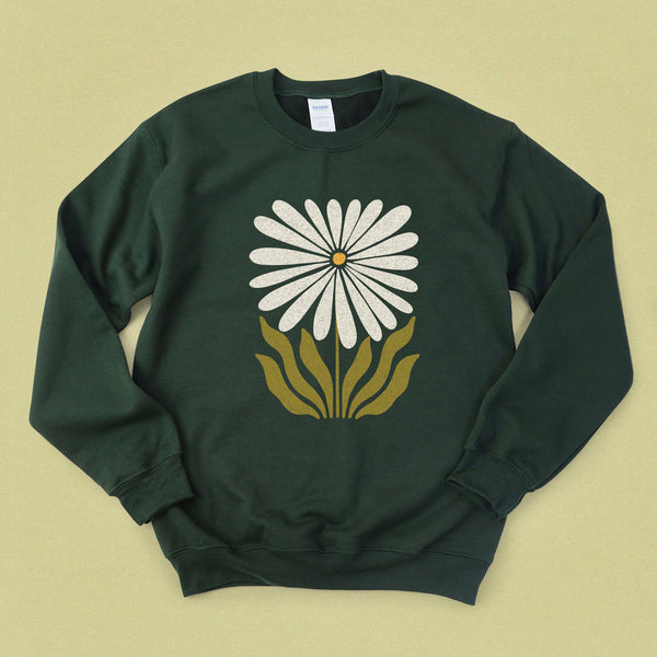 Modern Daisy Flower Crewneck Sweatshirt