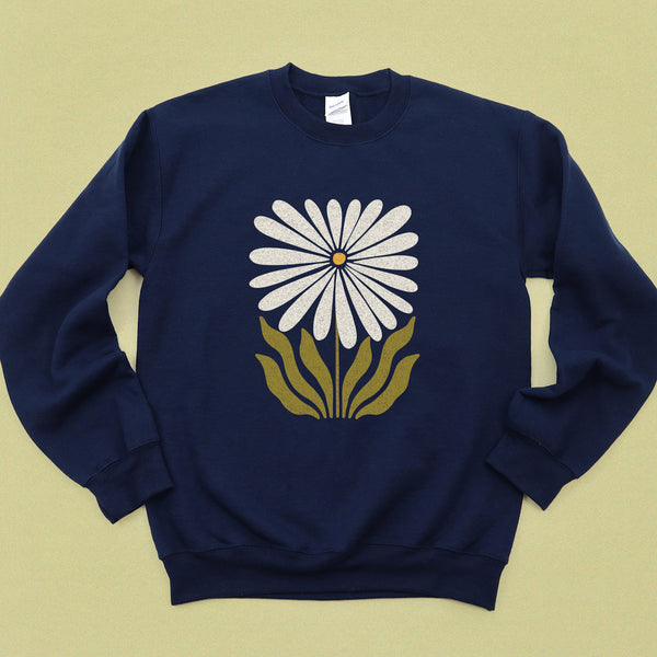 Modern Daisy Flower Crewneck Sweatshirt
