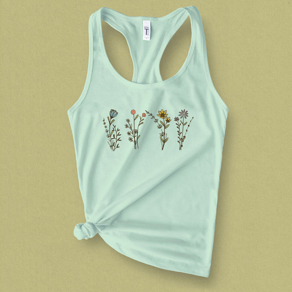 Wildflower Bunches Graphic Tank Top - MoxiCali