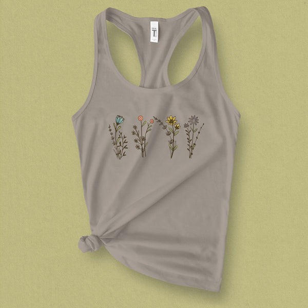 Wildflower Bunches Graphic Tank Top - MoxiCali