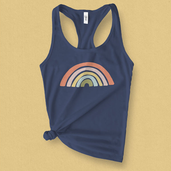 Pastel Rainbow Graphic Tank Top - MoxiCali
