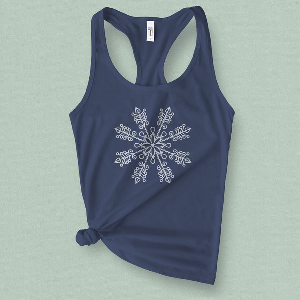 Retro Boho Snowflake Graphic Tank Top - MoxiCali