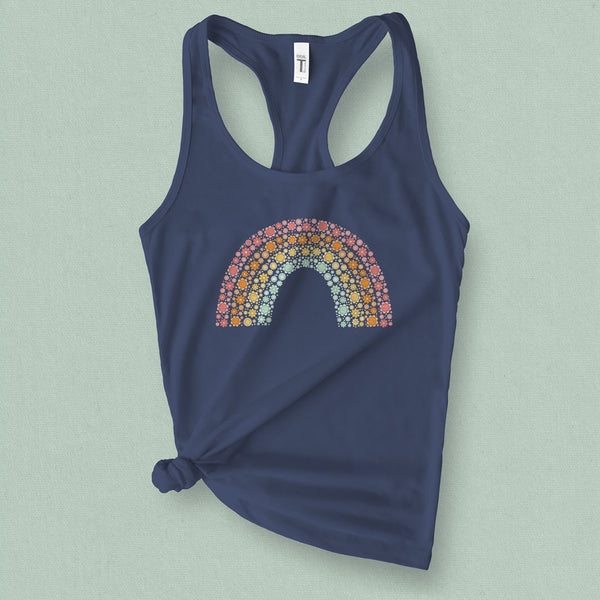 Mini Flower Rainbow Graphic Tank Top - MoxiCali