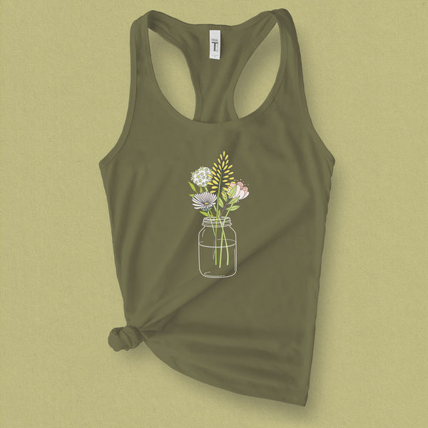 Mason Jar with WildFlowers Tank Top - MoxiCali
