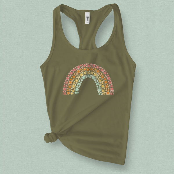Mini Flower Rainbow Graphic Tank Top - MoxiCali