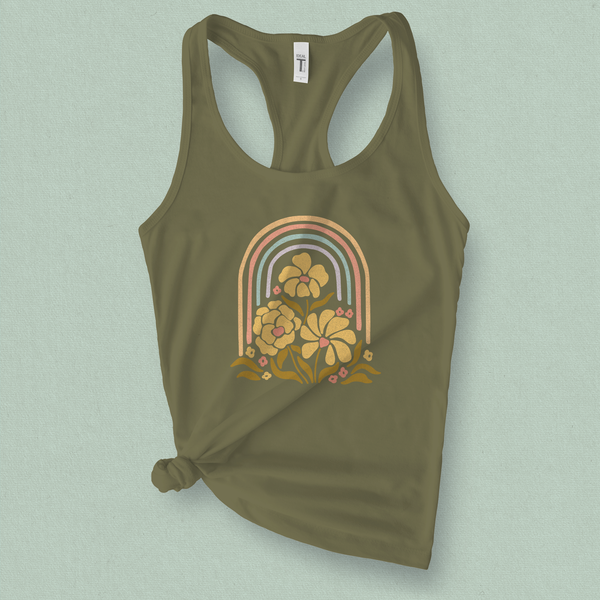 Rainbow Flowers Tank Top