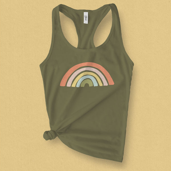 Pastel Rainbow Graphic Tank Top - MoxiCali