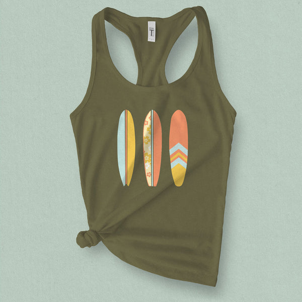 Retro Surfboard Graphic Tank Top - MoxiCali
