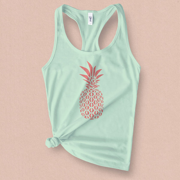 Pink Pineapple Retro Graphic Tank Top - MoxiCali