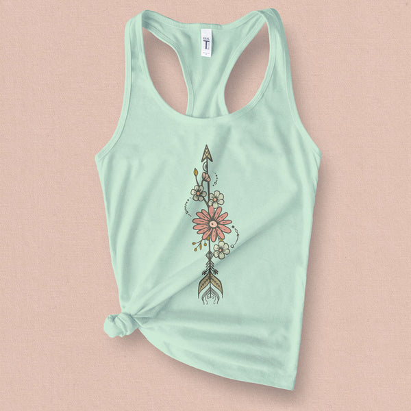 Flowers Through Arrow Graphic Tank - MoxiCali