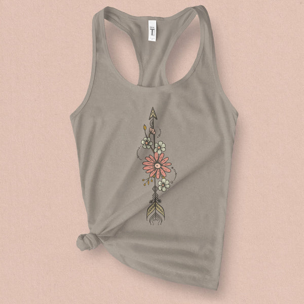 Flowers Through Arrow Graphic Tank - MoxiCali