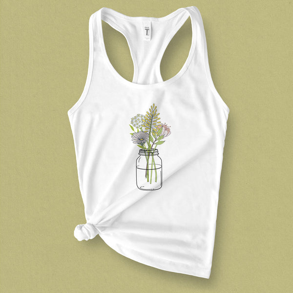 Mason Jar with WildFlowers Tank Top - MoxiCali