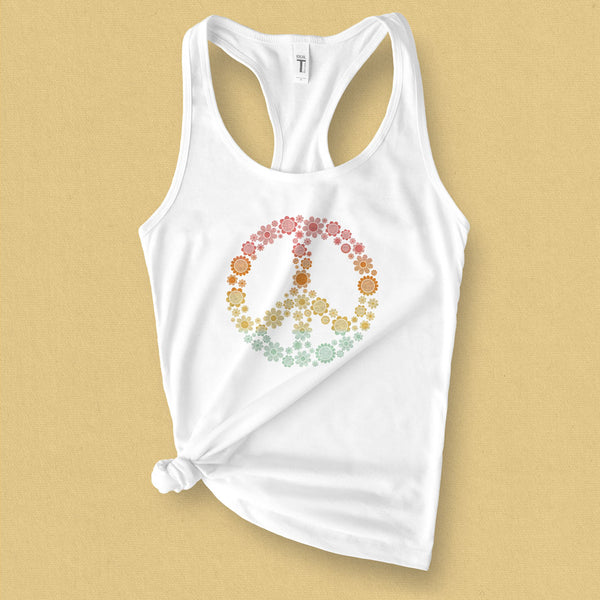 Mini Flower Peace Sign Graphic Tank Top - MoxiCali