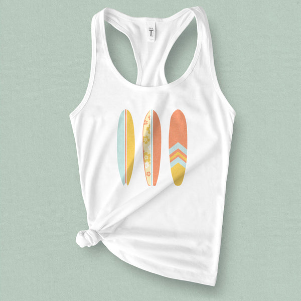 Retro Surfboard Graphic Tank Top - MoxiCali