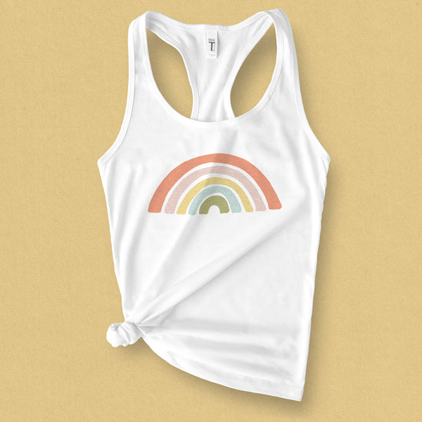 Pastel Rainbow Graphic Tank Top - MoxiCali