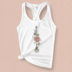 Flowers Through Arrow Graphic Tank - MoxiCali
