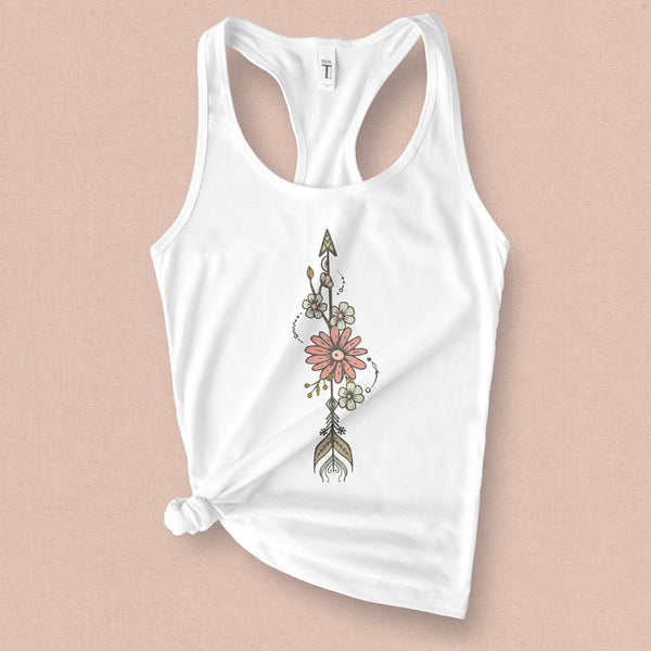 Flowers Through Arrow Graphic Tank - MoxiCali