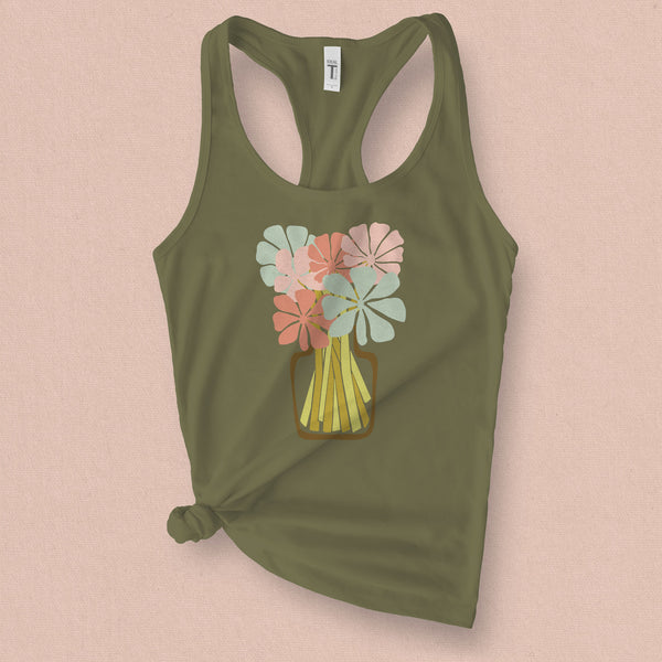 Big Flower Retro Vase Tank Top