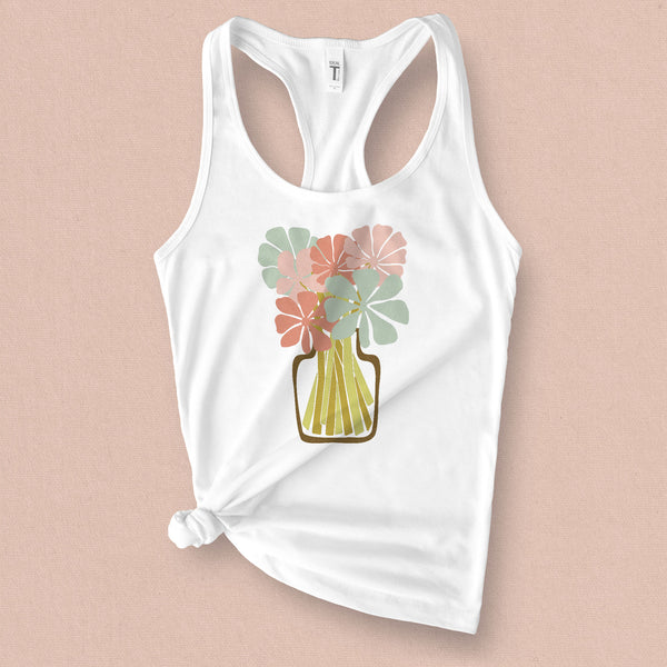 Big Flower Retro Vase Tank Top