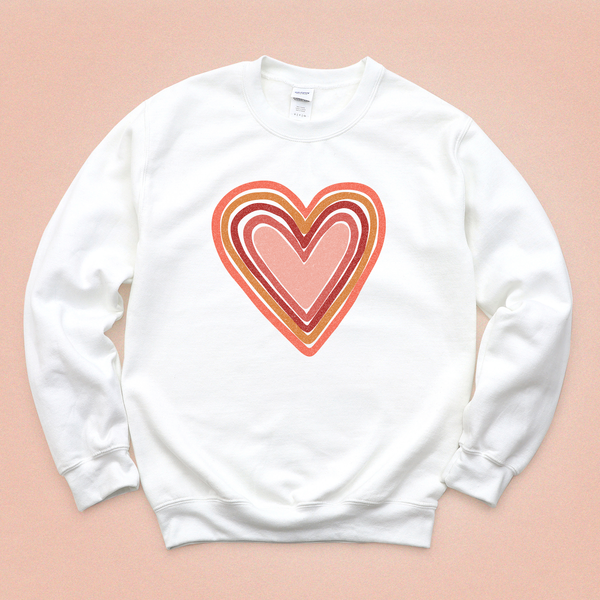 Red Boho Heart Crewneck Sweatshirt - MoxiCali