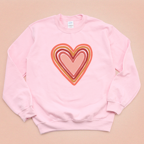 Red Boho Heart Crewneck Sweatshirt - MoxiCali