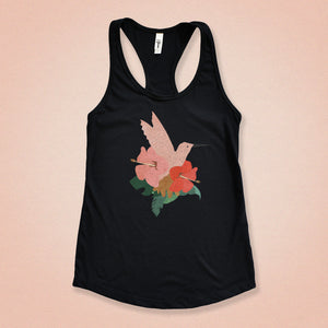 Tropical Hibiscus Hummingbird Tank Top