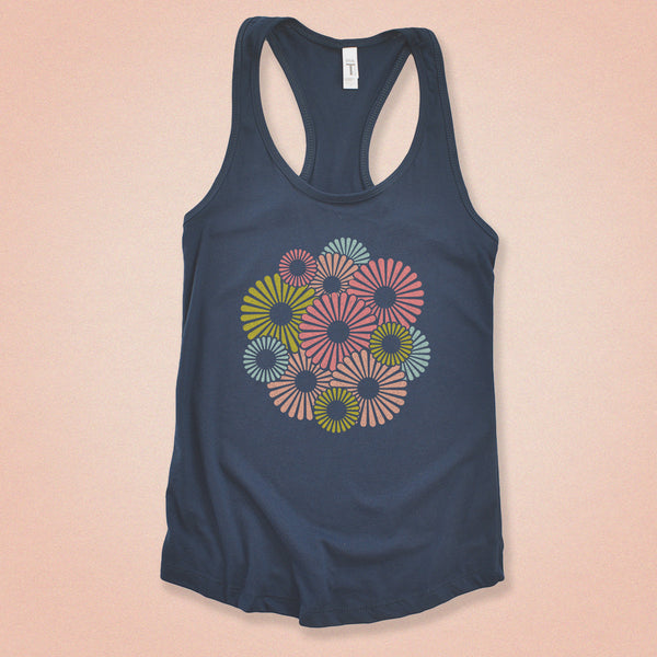 Abstract Beach Flowers Tank Top