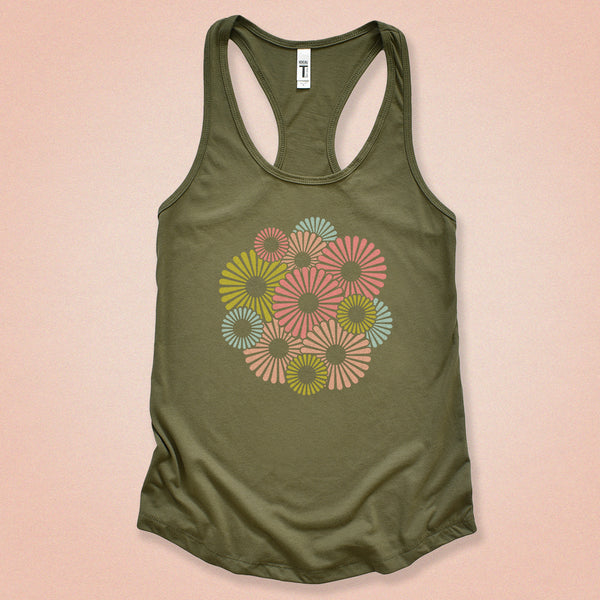 Abstract Beach Flowers Tank Top