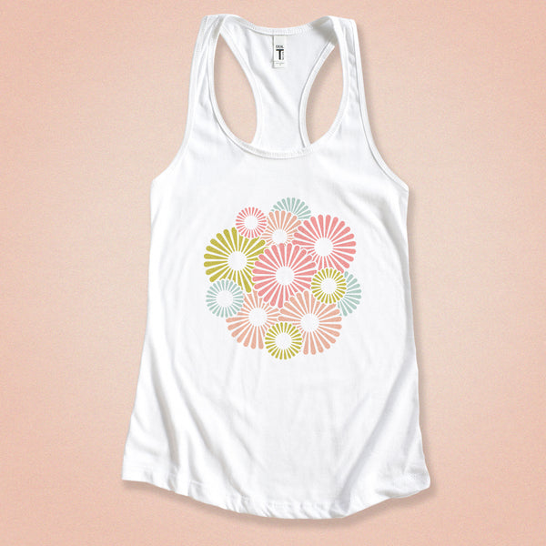 Abstract Beach Flowers Tank Top