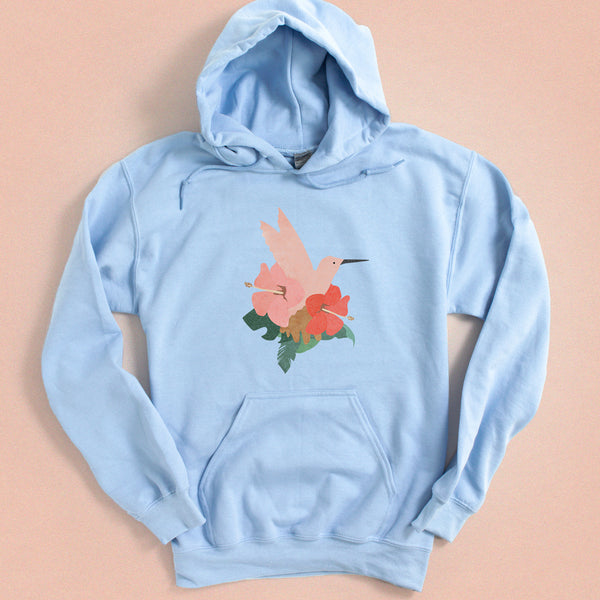 Tropical Hibiscus Hummingbird Hooded Sweatshirt