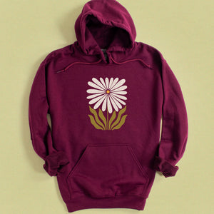 Modern Daisy Flower Hooded Sweatshirt
