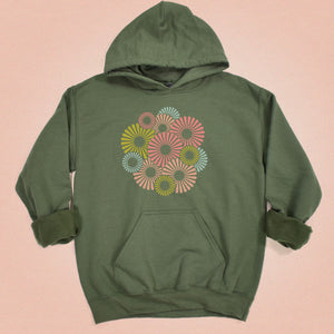 Abstract Beach Flowers Hooded Sweatshirt