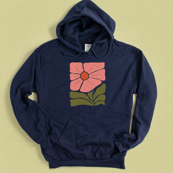 Modern Bold Flower Hooded Sweatshirt