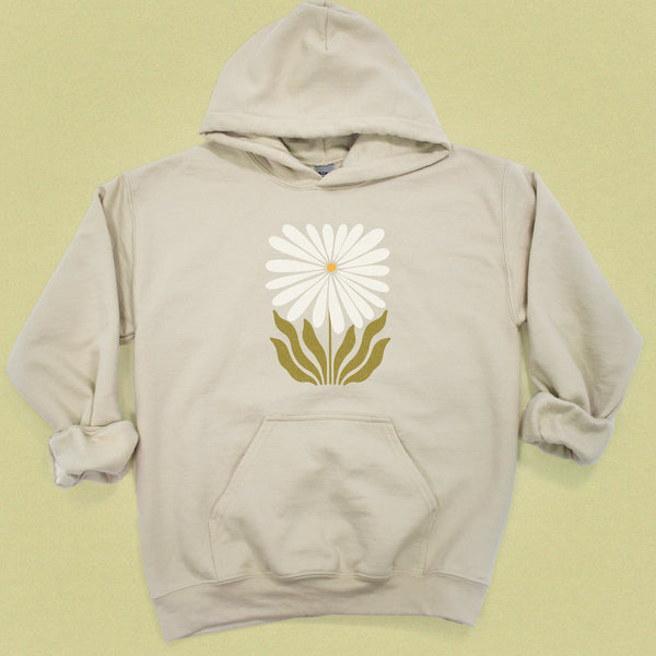 Modern Daisy Flower Hooded Sweatshirt