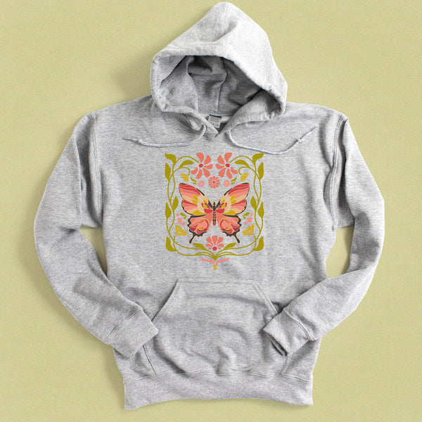 Jewel Flower Butterfly Hooded Sweatshirt