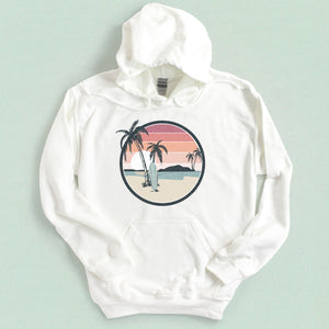Tropical Beach Surfer Hooded Sweatshirt