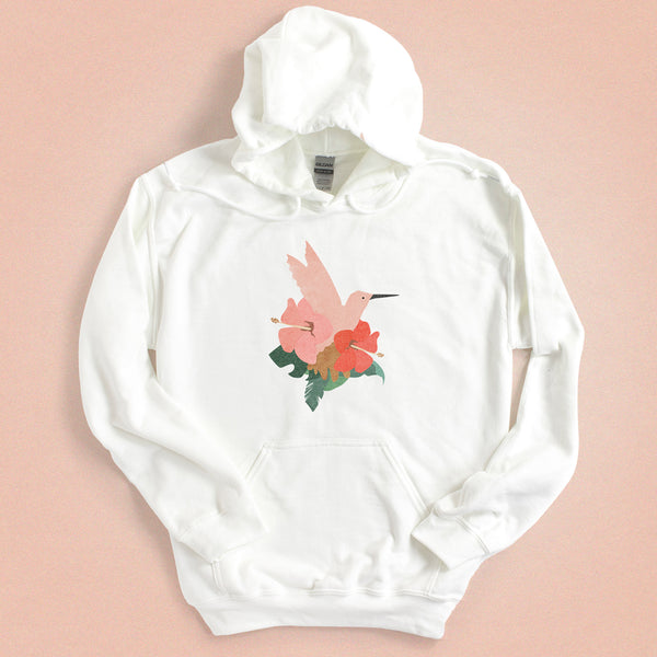 Tropical Hibiscus Hummingbird Hooded Sweatshirt