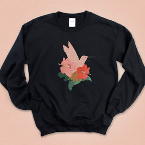 Tropical Hibiscus Hummingbird Crewneck Sweatshirt