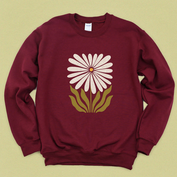 Modern Daisy Flower Crewneck Sweatshirt