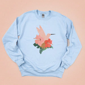 Tropical Hibiscus Hummingbird Crewneck Sweatshirt