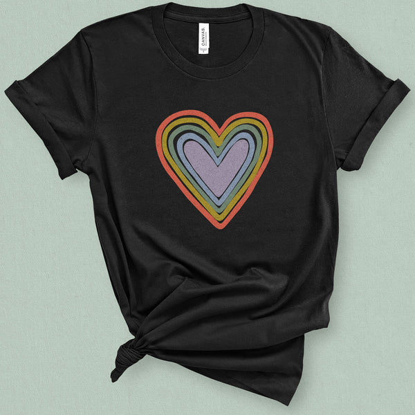 Rainbow Heart Graphic Tee - MoxiCali