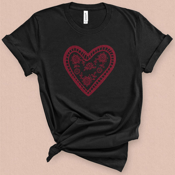 Vintage Heart Stamped Graphic Tee - MoxiCali